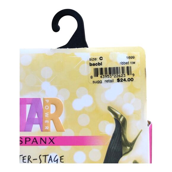 Spanx Star Power Center-Stage Ribbed Row Shaping Tights Black Size C Ribbed Row - Picture 6 of 16